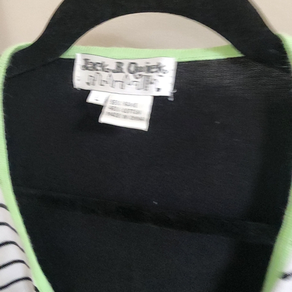 Jack B Quick Striped Cardigan w/ Embroidered Flip Flops Sequined, Beaded VINTAGE - Picture 4 of 6